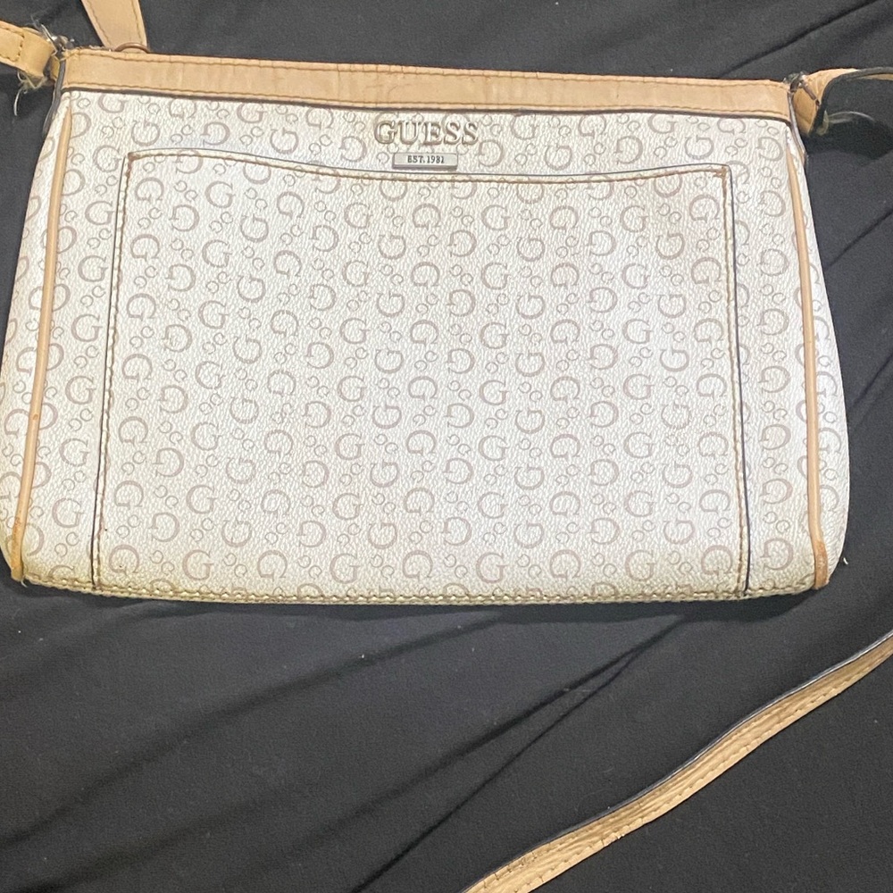 Guess Crossbody Bag in White and Tan